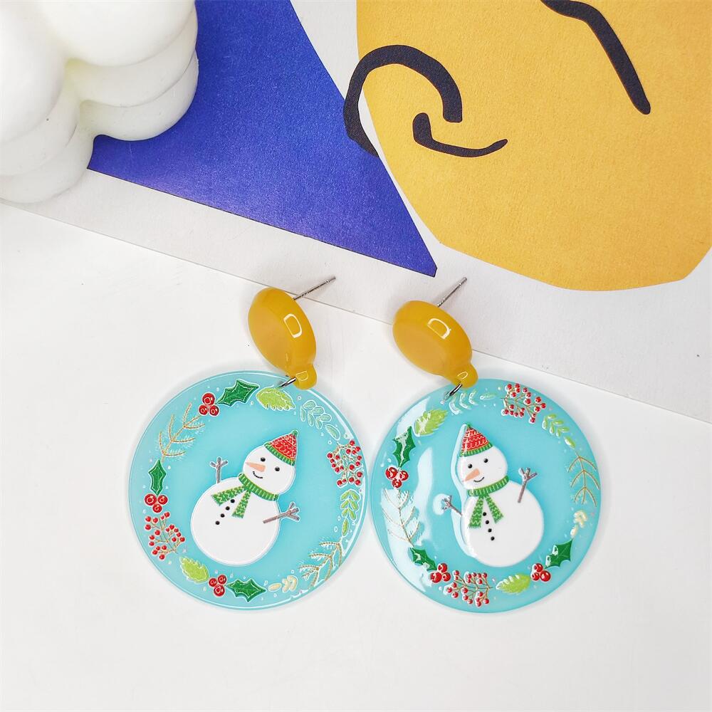 1 Pair Fashion Christmas Tree Santa Claus Snowman Arylic Earrings