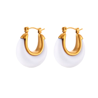 1 Pair Retro U Shape Stainless Steel Arylic Plating 18k Gold Plated Earrings