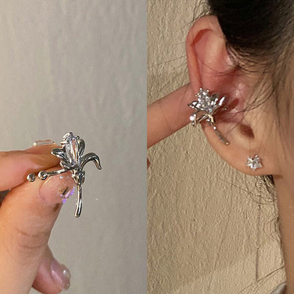 Fashion Bow Knot Copper Inlay Zircon Ear Clips