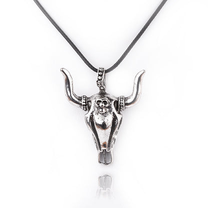 Vintage Style Bull Head Alloy Plating Unisex Pendant Necklace