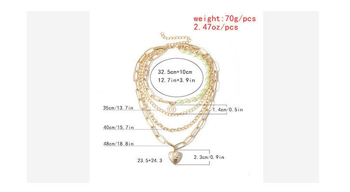 Retro Heart Shape Alloy Pearl Women's Layered Necklaces 1 Piece