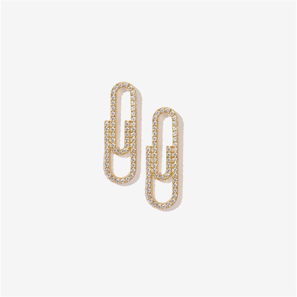 Fashion Paper Clip Alloy Plating Rhinestones Women's Earrings 1 Pair