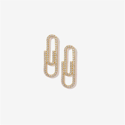 Fashion Paper Clip Alloy Plating Rhinestones Women's Earrings 1 Pair