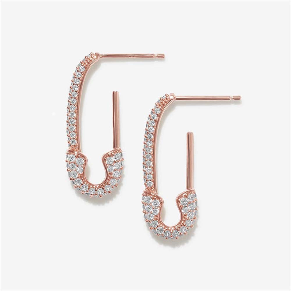 Fashion Paper Clip Alloy Plating Rhinestones Women's Earrings 1 Pair