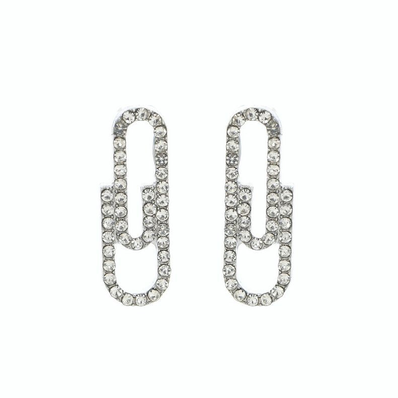 Fashion Paper Clip Alloy Plating Rhinestones Women's Earrings 1 Pair