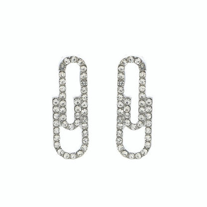 Fashion Paper Clip Alloy Plating Rhinestones Women's Earrings 1 Pair