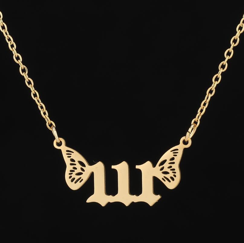 1 Piece Fashion Number Wings Stainless Steel Titanium Steel Plating Hollow Out Necklace