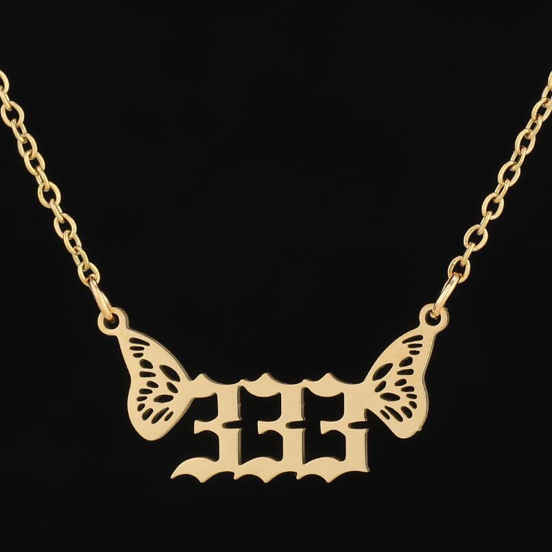 1 Piece Fashion Number Wings Stainless Steel Titanium Steel Plating Hollow Out Necklace