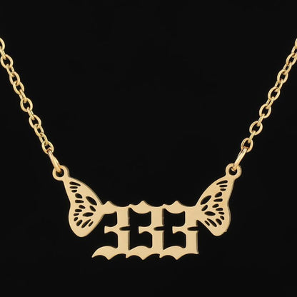 1 Piece Fashion Number Wings Stainless Steel Titanium Steel Plating Hollow Out Necklace