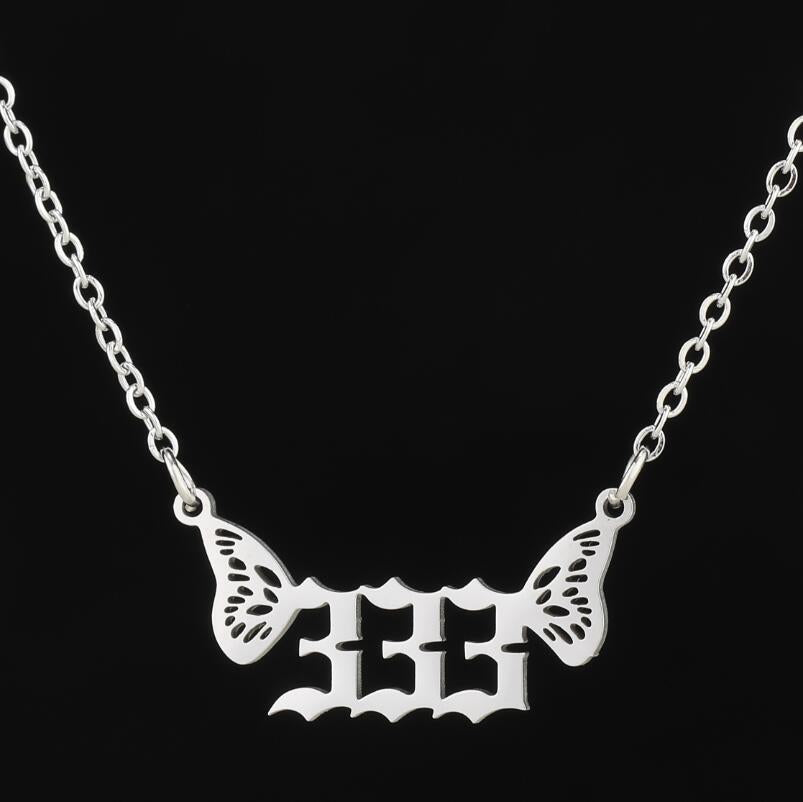 1 Piece Fashion Number Wings Stainless Steel Titanium Steel Plating Hollow Out Necklace