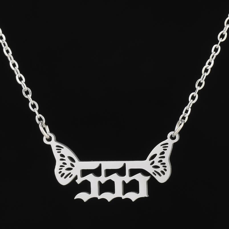 1 Piece Fashion Number Wings Stainless Steel Titanium Steel Plating Hollow Out Necklace