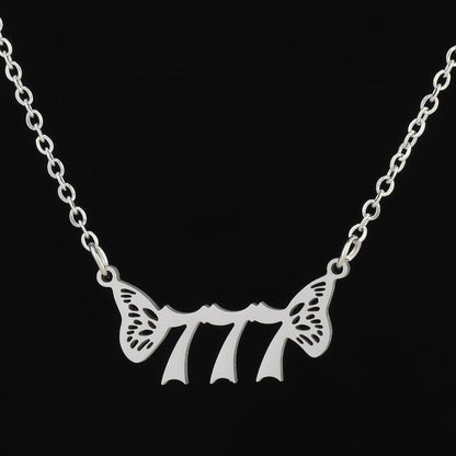 1 Piece Fashion Number Wings Stainless Steel Titanium Steel Plating Hollow Out Necklace