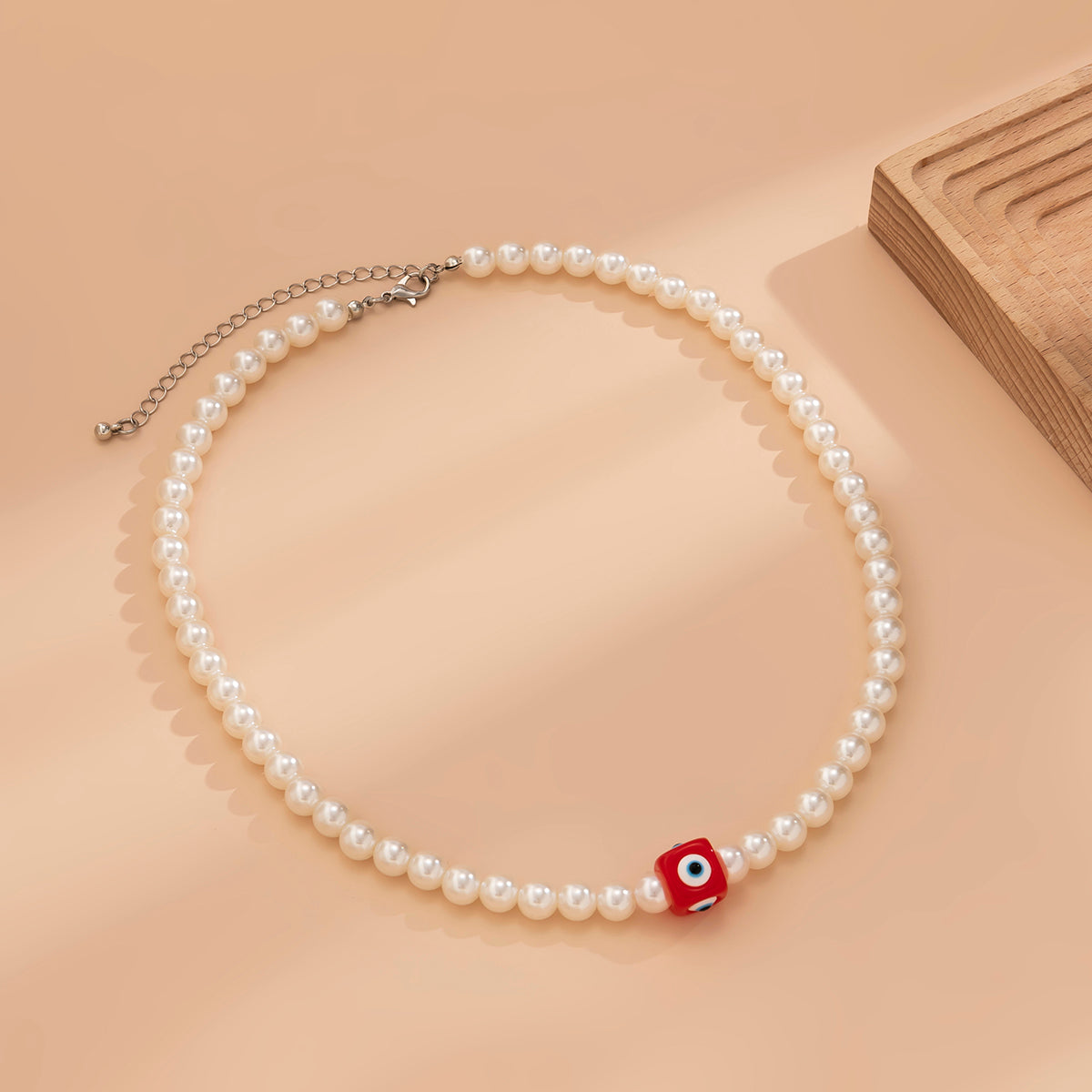Retro Eye Arylic Copper Handmade Artificial Pearls Pendant Necklace 1 Piece