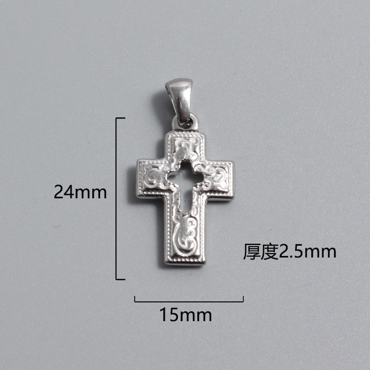 1 Piece Titanium Steel Portrait Cross Heart Shape Polished Pendant