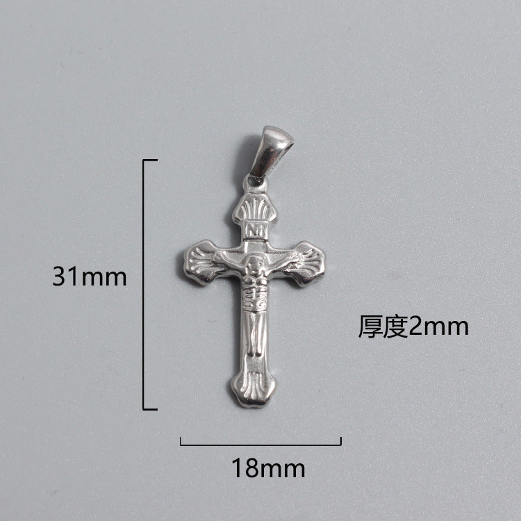 1 Piece Titanium Steel Portrait Cross Heart Shape Polished Pendant