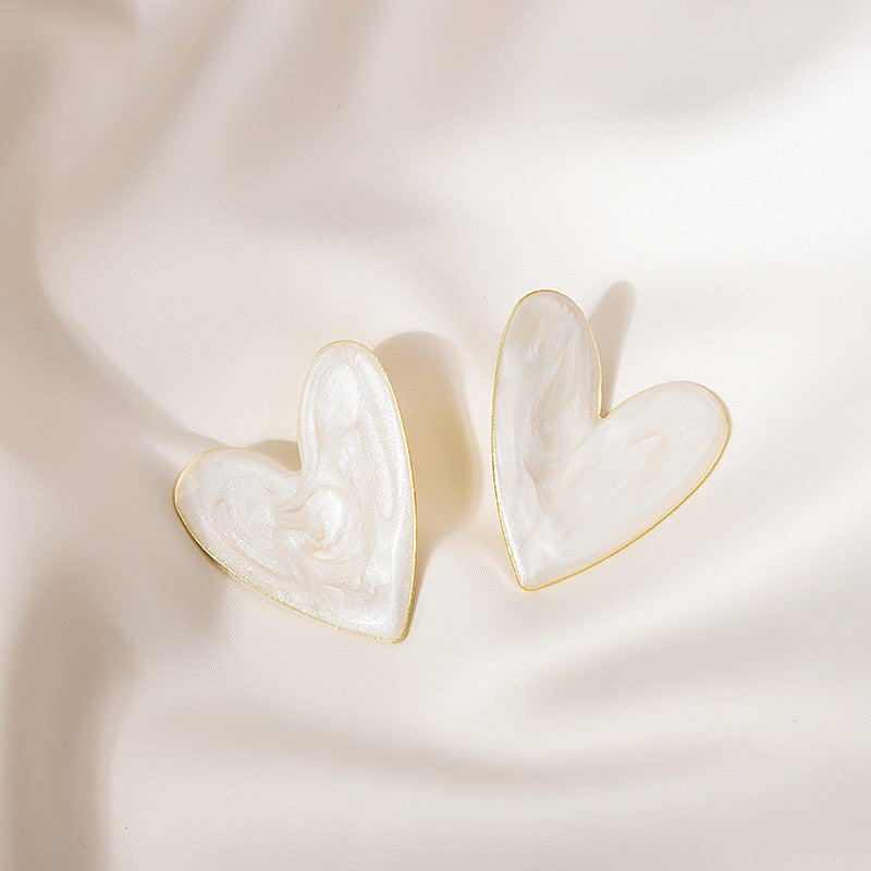 Sweet Heart Shape Alloy Enamel Women's Earrings 1 Pair