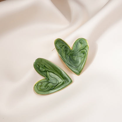 Sweet Heart Shape Alloy Enamel Women's Earrings 1 Pair