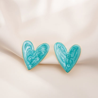 Sweet Heart Shape Alloy Enamel Women's Earrings 1 Pair