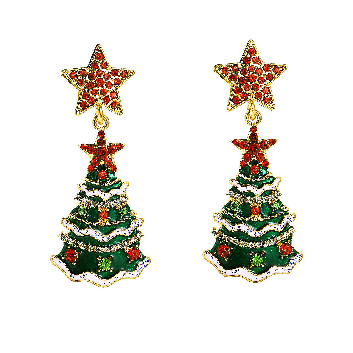 Fashion Christmas Tree Alloy Enamel Inlay Artificial Gemstones Women's Drop Earrings 1 Pair