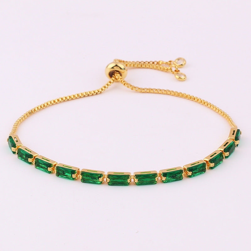 Fashion Solid Color Copper Plating Inlay Zircon Bracelets 1 Piece