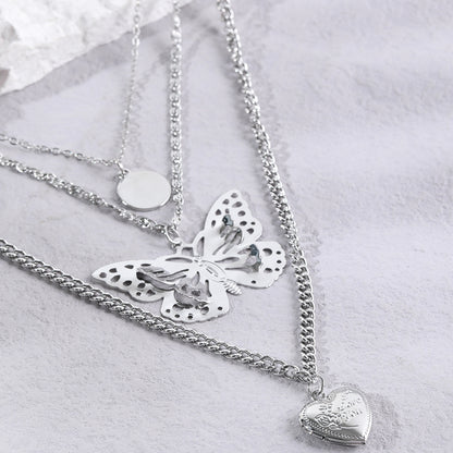 Fashion Heart Shape Alloy Plating Artificial Pearls Women's Layered Necklaces 1 Piece