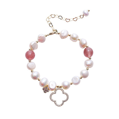 Fashion Heart Shape Fish Tail Pearl Handmade Inlay Artificial Gemstones Bracelets 1 Piece