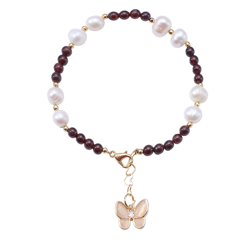 Fashion Heart Shape Fish Tail Pearl Handmade Inlay Artificial Gemstones Bracelets 1 Piece