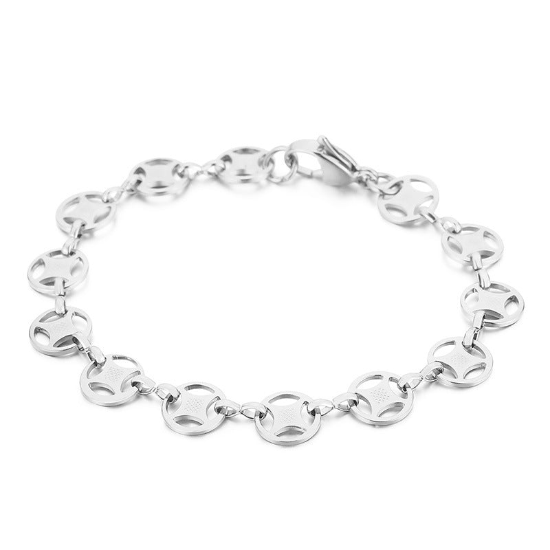 Simple Style Round Star Titanium Steel Plating Hollow Out Bracelets 1 Piece