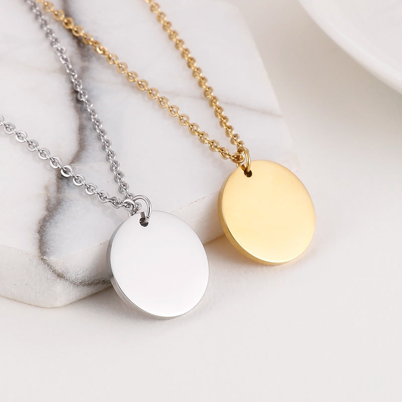 Simple Style Round Titanium Steel Plating Pendant Necklace 1 Piece