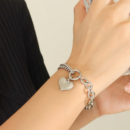 Fashion Heart Shape Titanium Steel Plating Bracelets