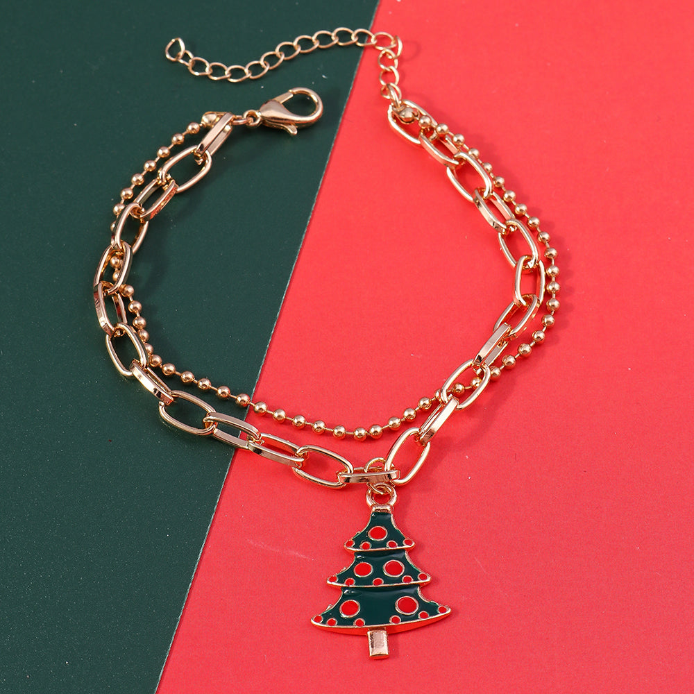 Fashion Christmas Tree Santa Claus Elk Alloy Women's Bracelets 1 Piece