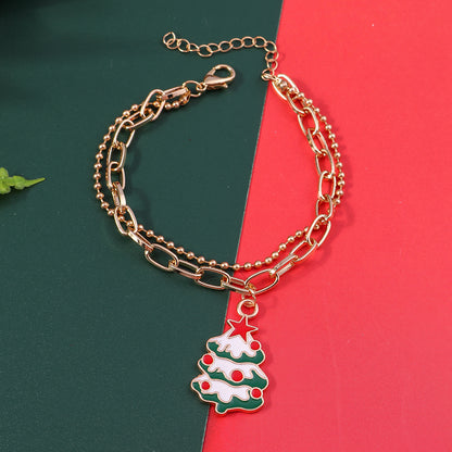 Fashion Christmas Tree Santa Claus Elk Alloy Women's Bracelets 1 Piece