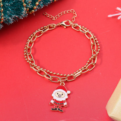 Fashion Christmas Tree Santa Claus Elk Alloy Women's Bracelets 1 Piece