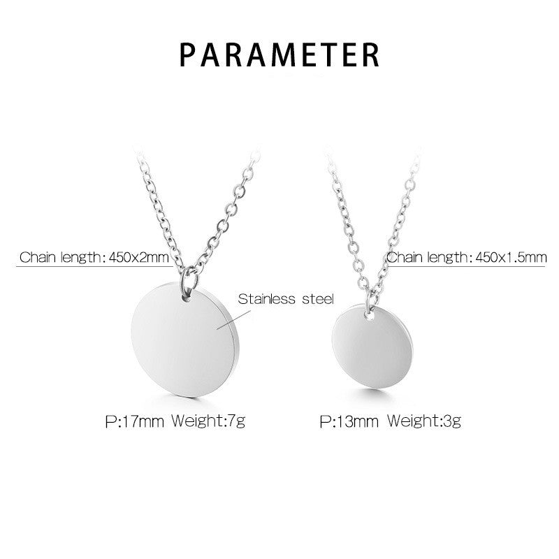 Simple Style Round Titanium Steel Plating Pendant Necklace 1 Piece