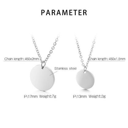 Simple Style Round Titanium Steel Plating Pendant Necklace 1 Piece