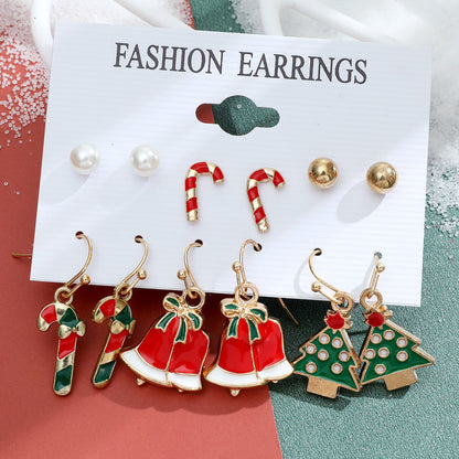 Fashion Snowflake Elk Alloy Plating Women's Drop Earrings Ear Studs 6 Pairs