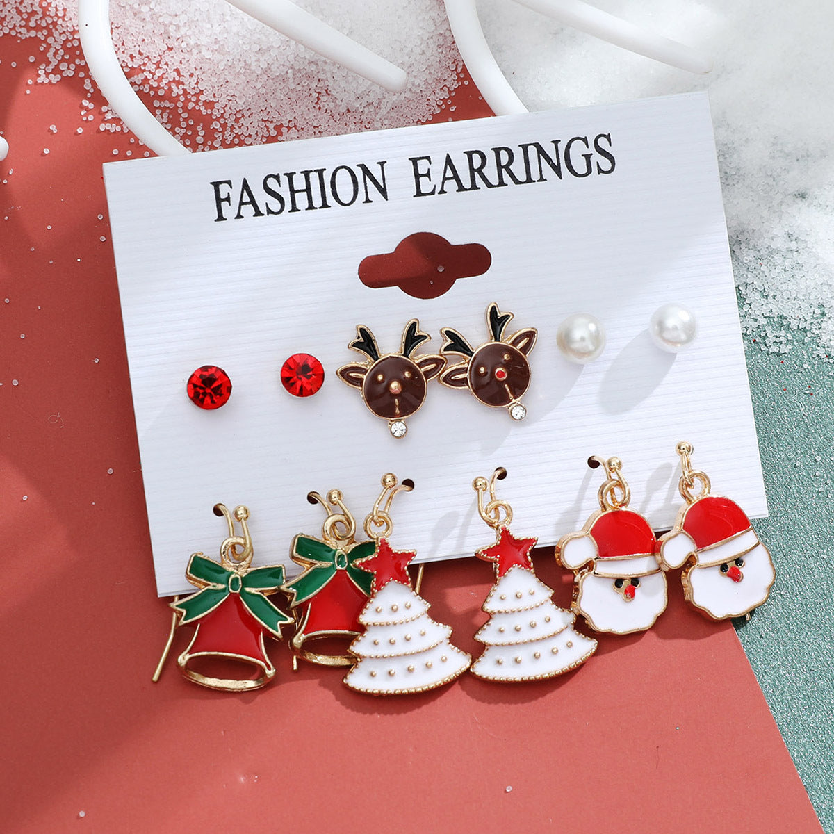 Fashion Snowflake Elk Alloy Plating Women's Drop Earrings Ear Studs 6 Pairs