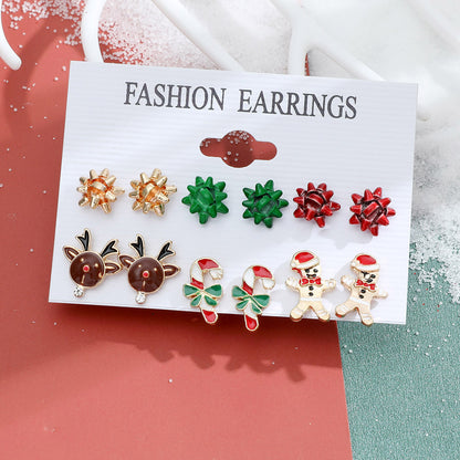 Fashion Snowflake Elk Alloy Plating Women's Drop Earrings Ear Studs 6 Pairs