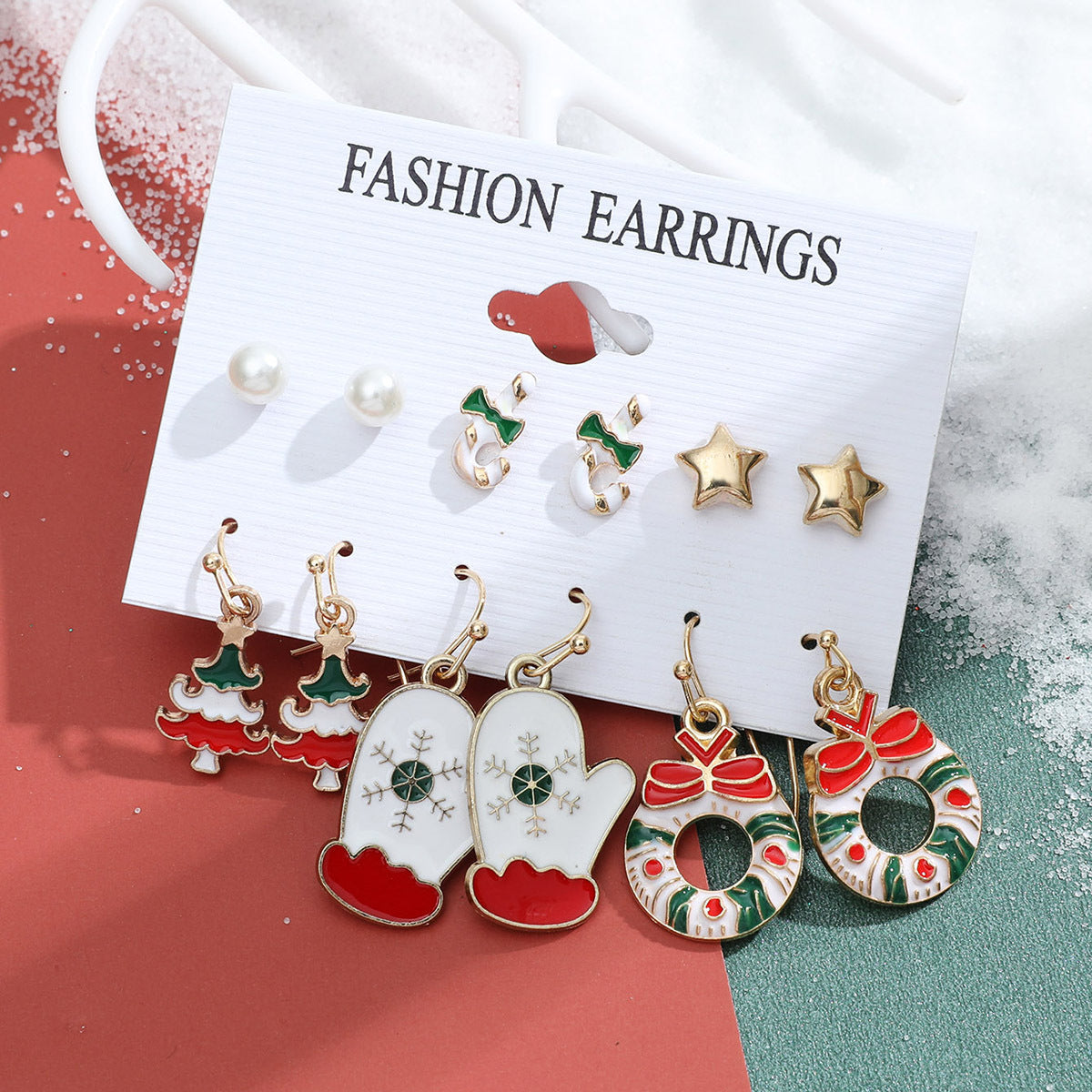 Fashion Snowflake Elk Alloy Plating Women's Drop Earrings Ear Studs 6 Pairs