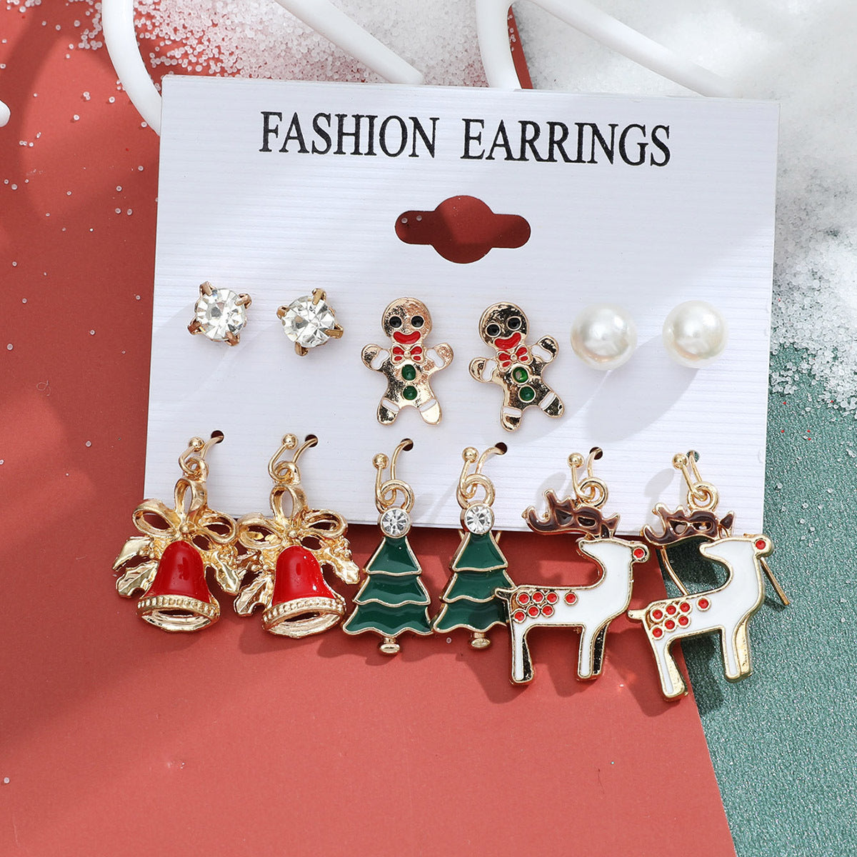 Fashion Snowflake Elk Alloy Plating Women's Drop Earrings Ear Studs 6 Pairs