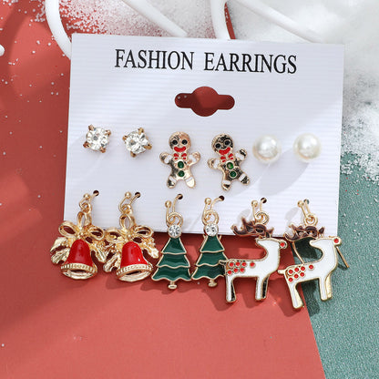 Fashion Snowflake Elk Alloy Plating Women's Drop Earrings Ear Studs 6 Pairs