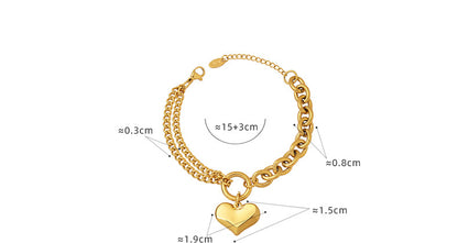 Fashion Heart Shape Titanium Steel Bracelets 1 Piece