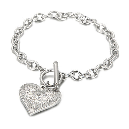 Fashion Heart Shape Titanium Steel Plating Bracelets Necklace