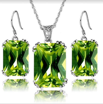 Retro Square Alloy Inlay Artificial Crystal Women's Earrings Necklace 1 Set