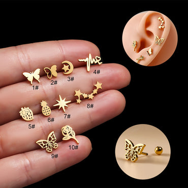 Fashion Butterfly Metal Plating Ear Studs 1 Piece