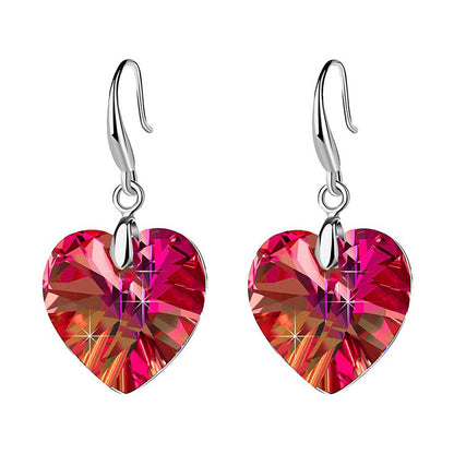 Simple Style Heart Shape Alloy Glass Women's Drop Earrings 1 Pair