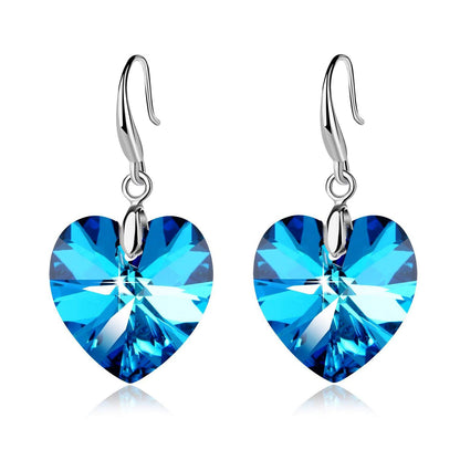 Simple Style Heart Shape Alloy Glass Women's Drop Earrings 1 Pair