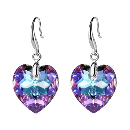 Simple Style Heart Shape Alloy Glass Women's Drop Earrings 1 Pair