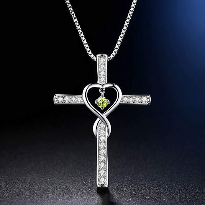 Retro Cross Heart Shape Alloy Inlay Rhinestones Women's Pendant Necklace 1 Piece