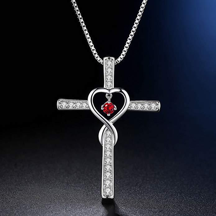 Retro Cross Heart Shape Alloy Inlay Rhinestones Women's Pendant Necklace 1 Piece